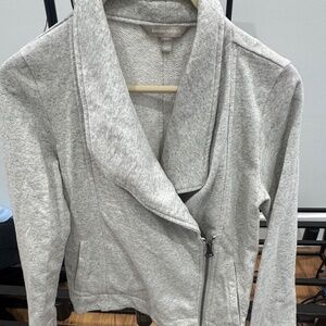 Banana Republic Sweater Jacket Woman X-Small  Gray Knit Asymmetrical Zip Pockets